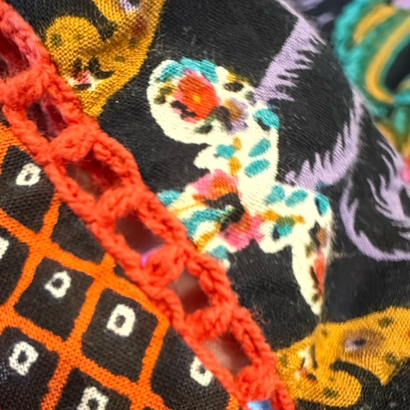 Anthropologie Maeve Carter Flutter Sleeve Mix Print Tie Front Button Down Top - Picture 9 of 12